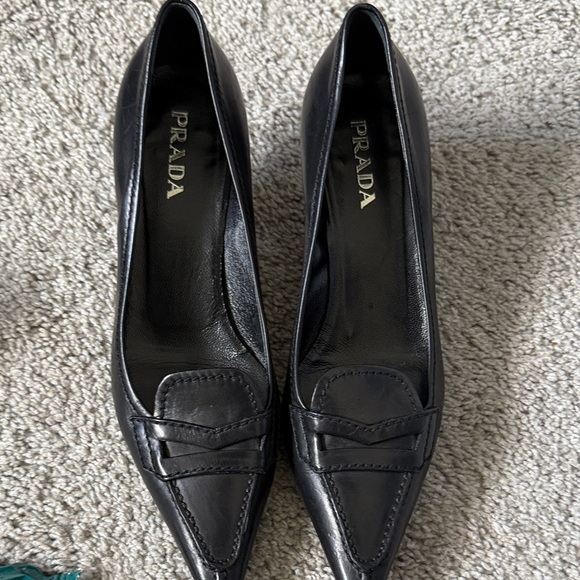Prada Women's Black Leather Loafers - Picture 1 of 3